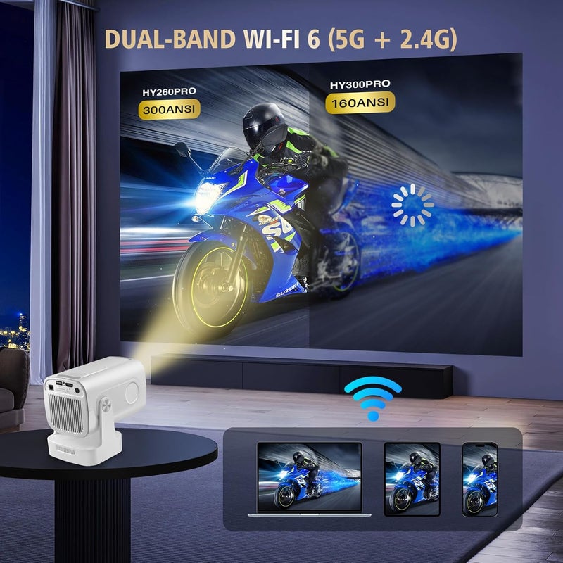DreamFair 【Native 1080P & Auto Focus】Mini Projector with WiFi and Bluetooth, 4K Full HD 200ANSI, 180° Rotatable Portable Projector, Movie Projector, Compatible with Smartphone, TV Stick, Laptop, HDMI, USB - Image 4
